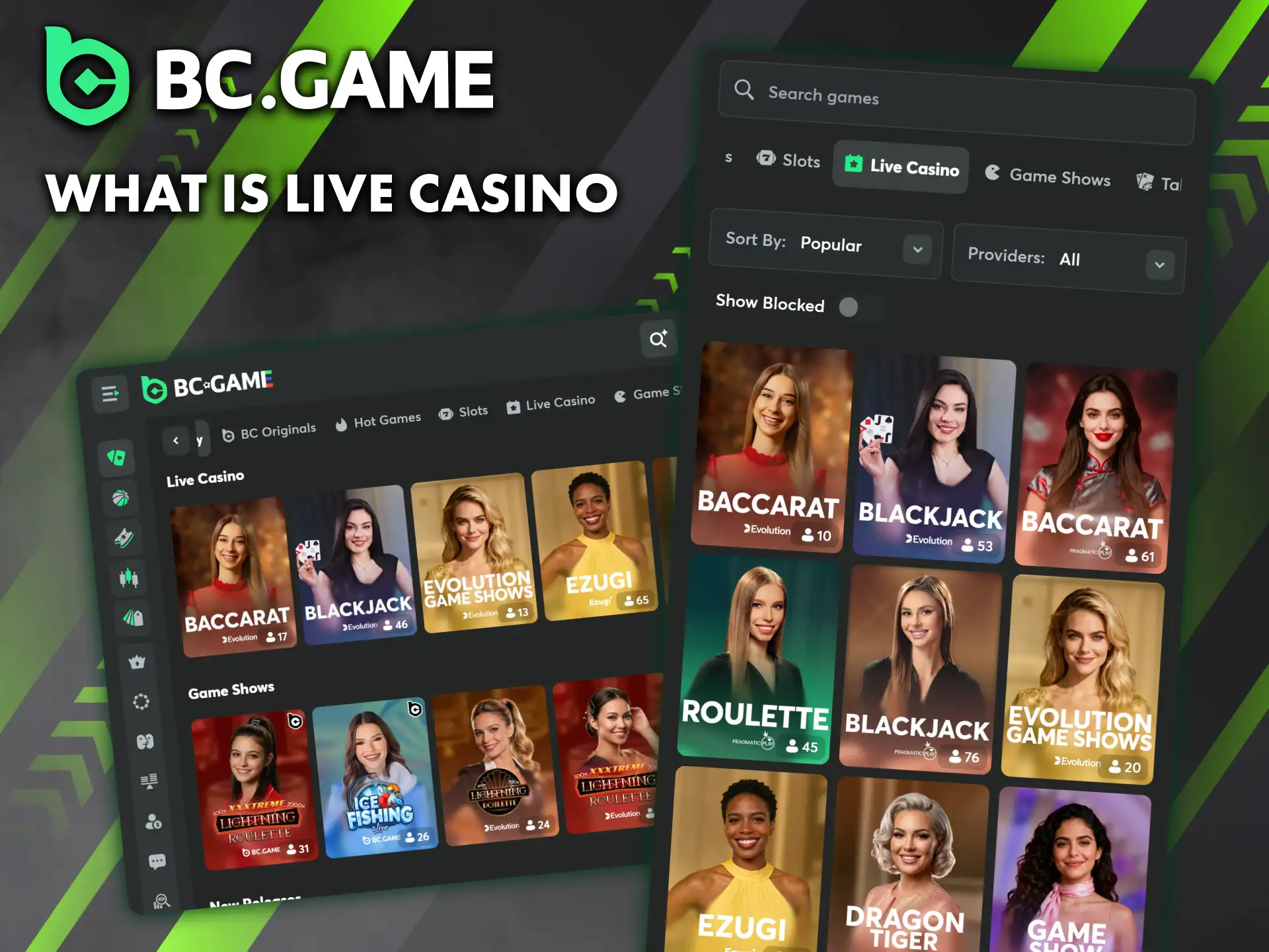 BC Game Live Casino recreates the excitement of a real casino with interactive games and professional dealers.