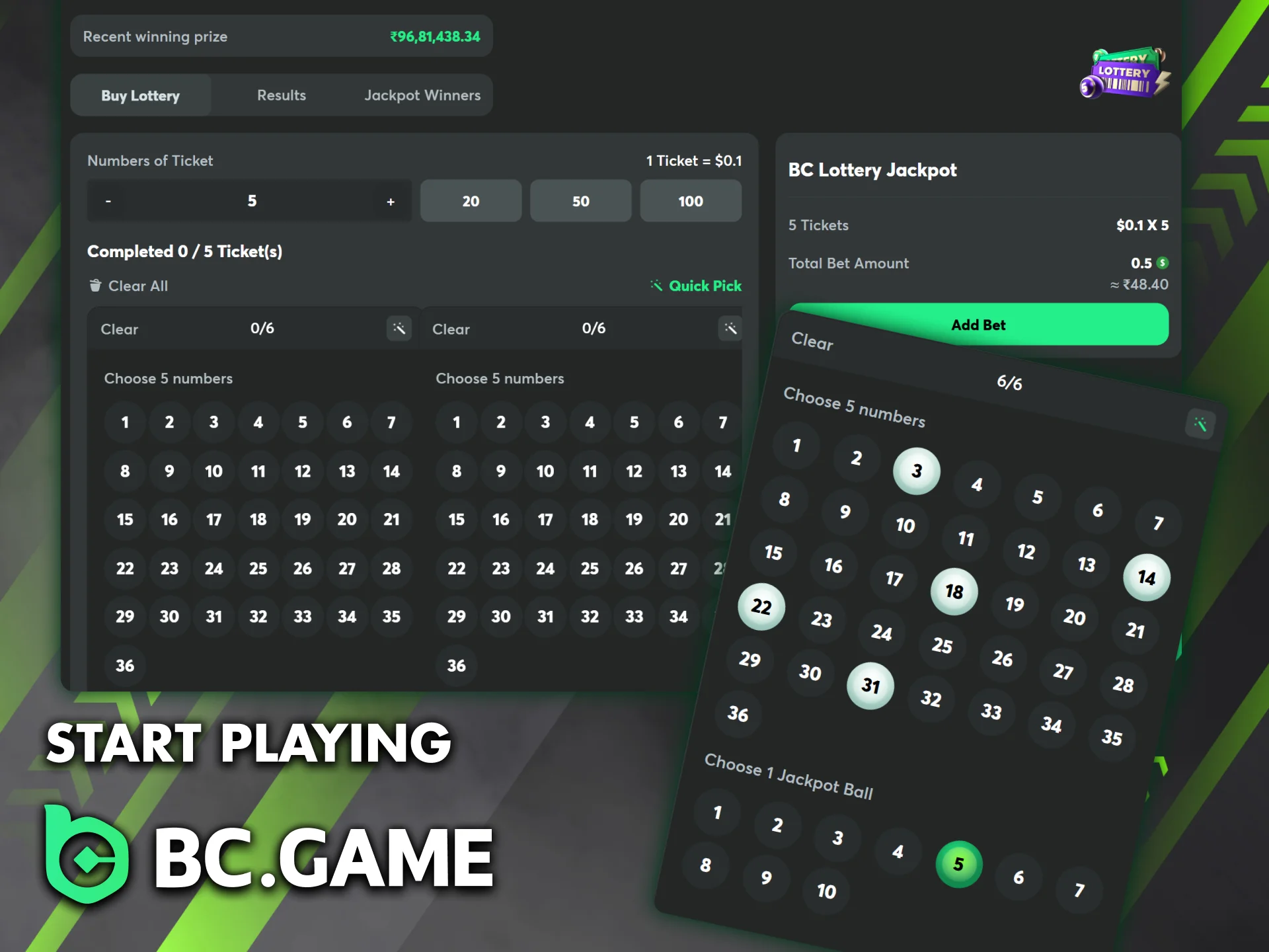 Simply follow the instructions to begin playing lotteries on BC Game.