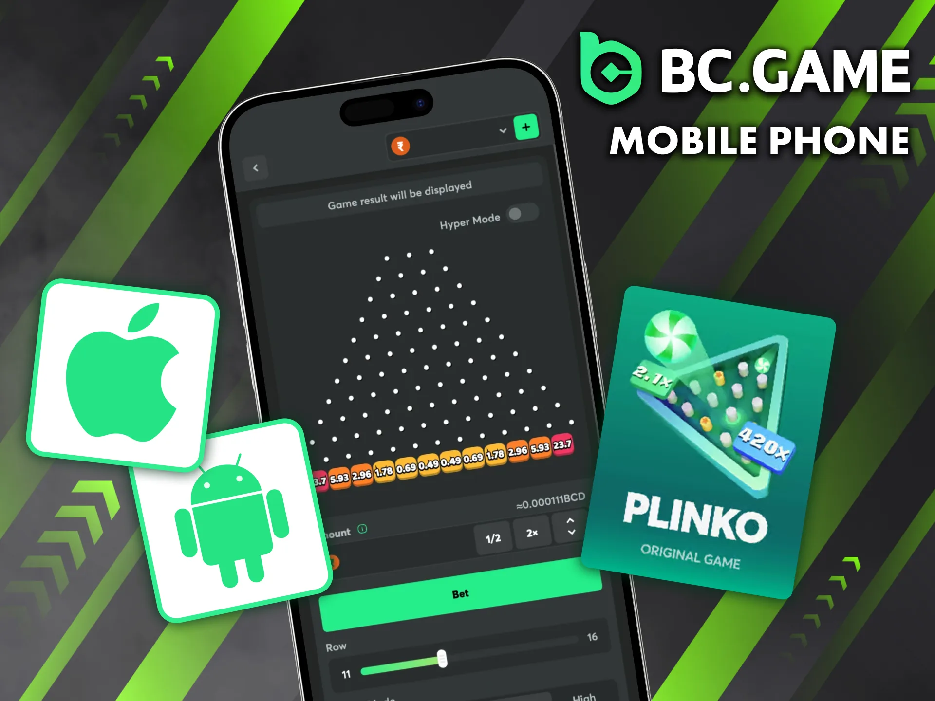 Play Plinko with the BC Game mobile app.