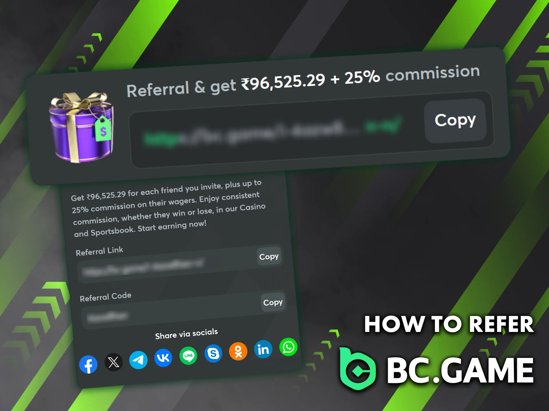 Learn how to invite a friend to the BC Game through a referral link.