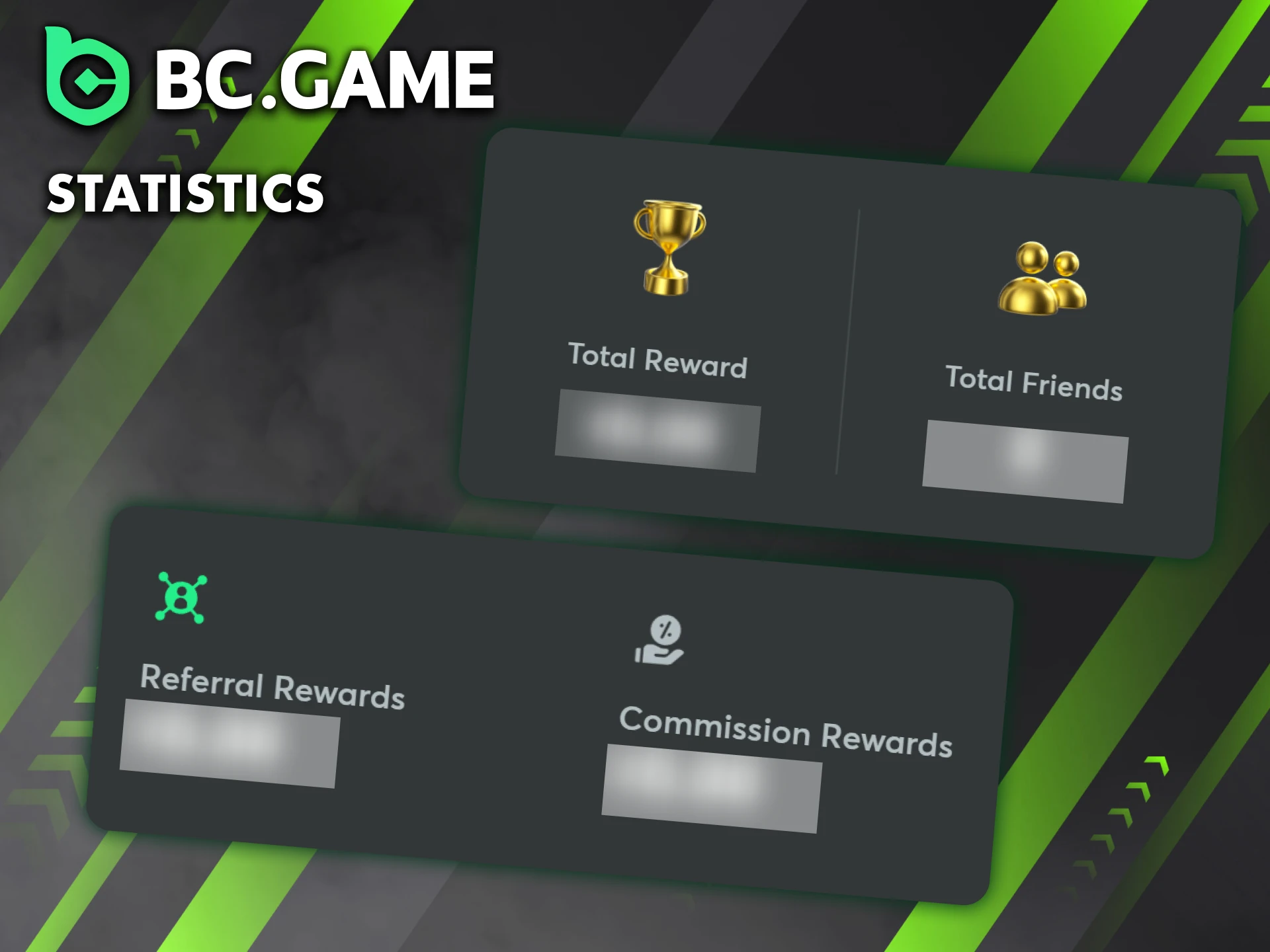 Track your referral activity in the Affiliate section of your BC Game account.