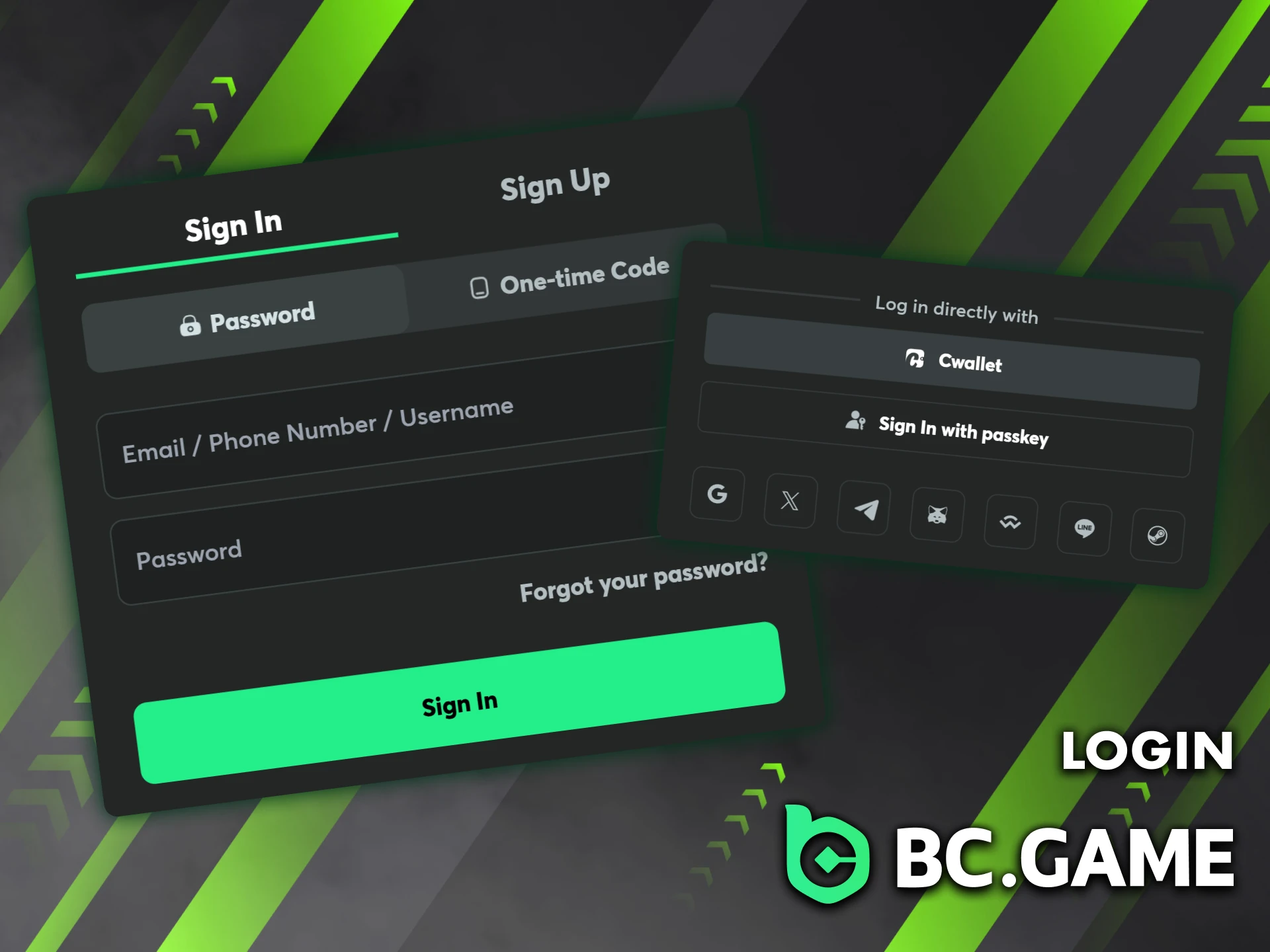 It only takes a few clicks to log in to your BC Game casino account.
