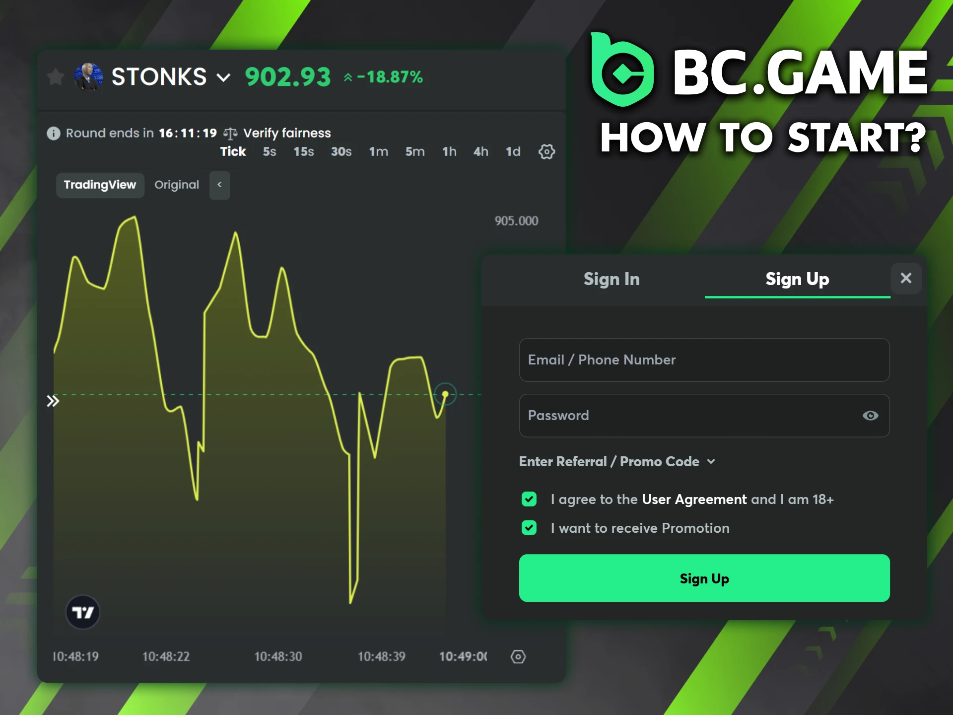 Create an account at BC Game to start trading crypto.