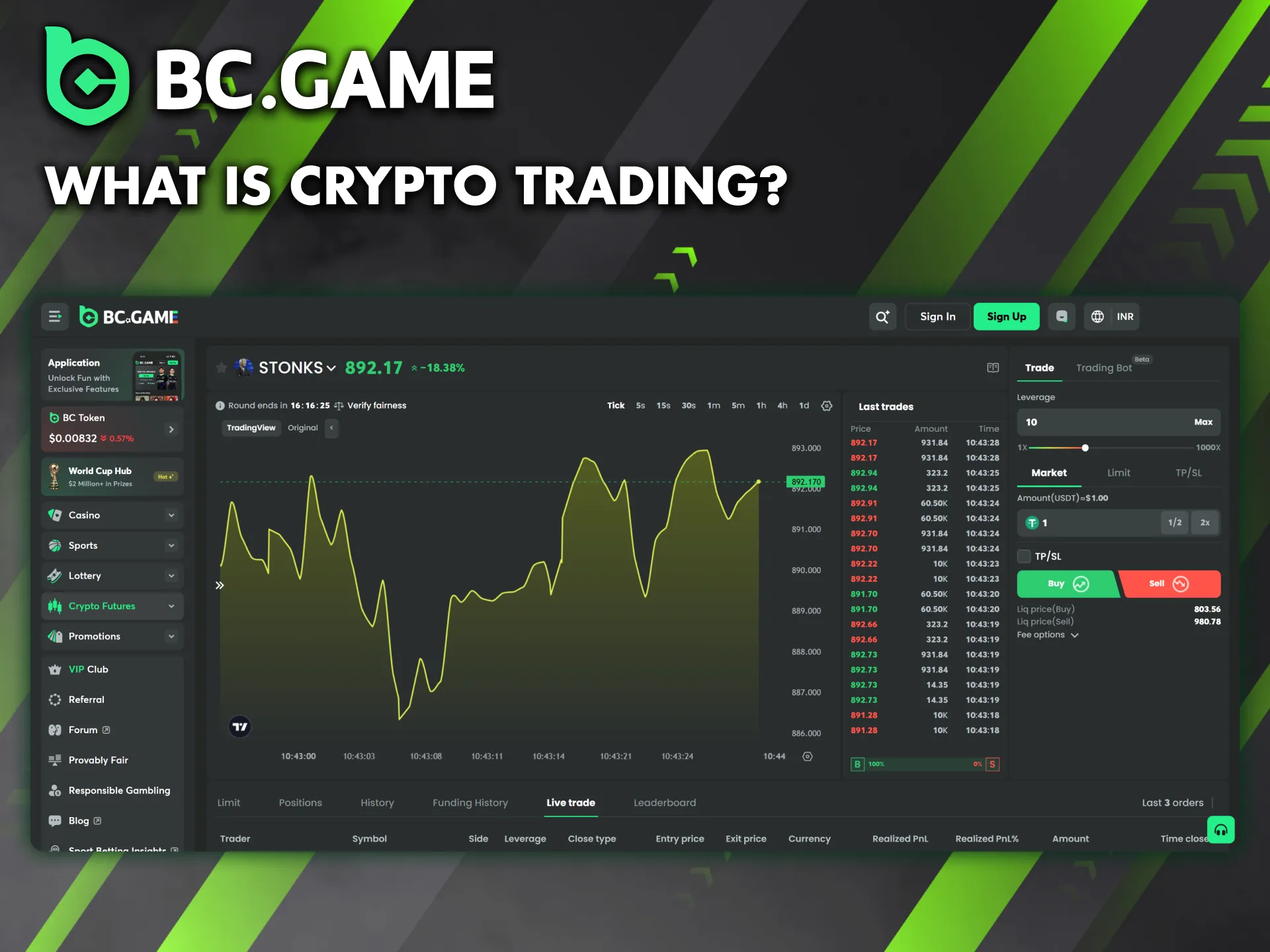Learn more about BC Game's cryptocurrency trading features.
