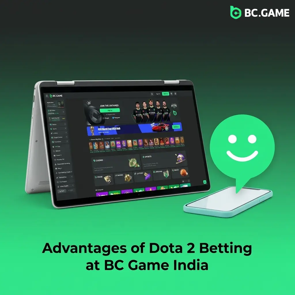 BC Game India Dota 2 betting advantages including rakeback bonuses, UPI payments, live support, mobile app, and competitive odds