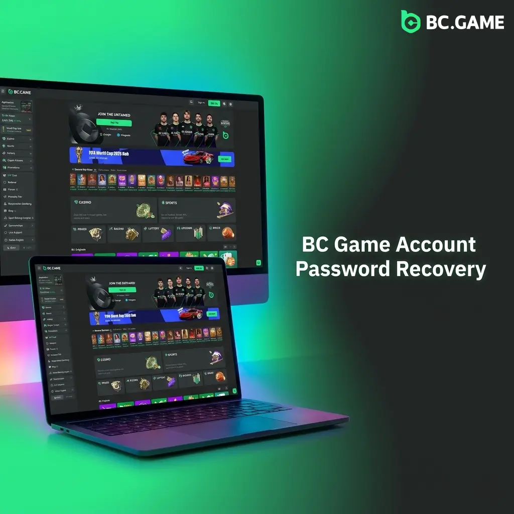 BC Game account password recovery steps showing forgot password option on the login page