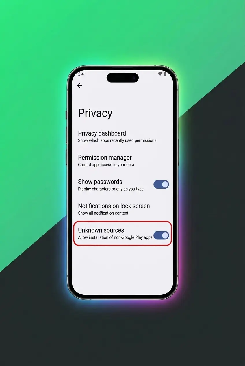BC Game APK download for Android showing 4 installation steps including settings, permissions, and install process