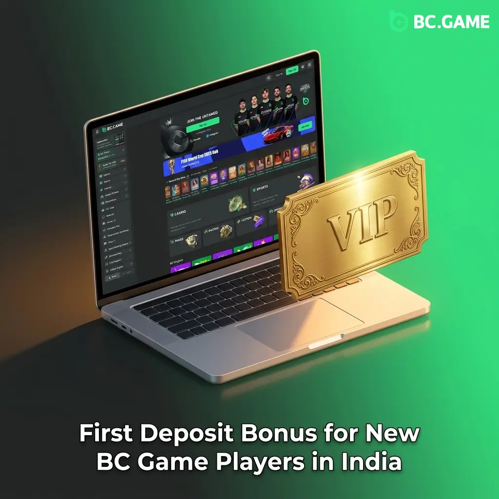 BC Game India first deposit bonus table showing 220% to 500% rakeback offers across four deposits up to ₹2,00,000