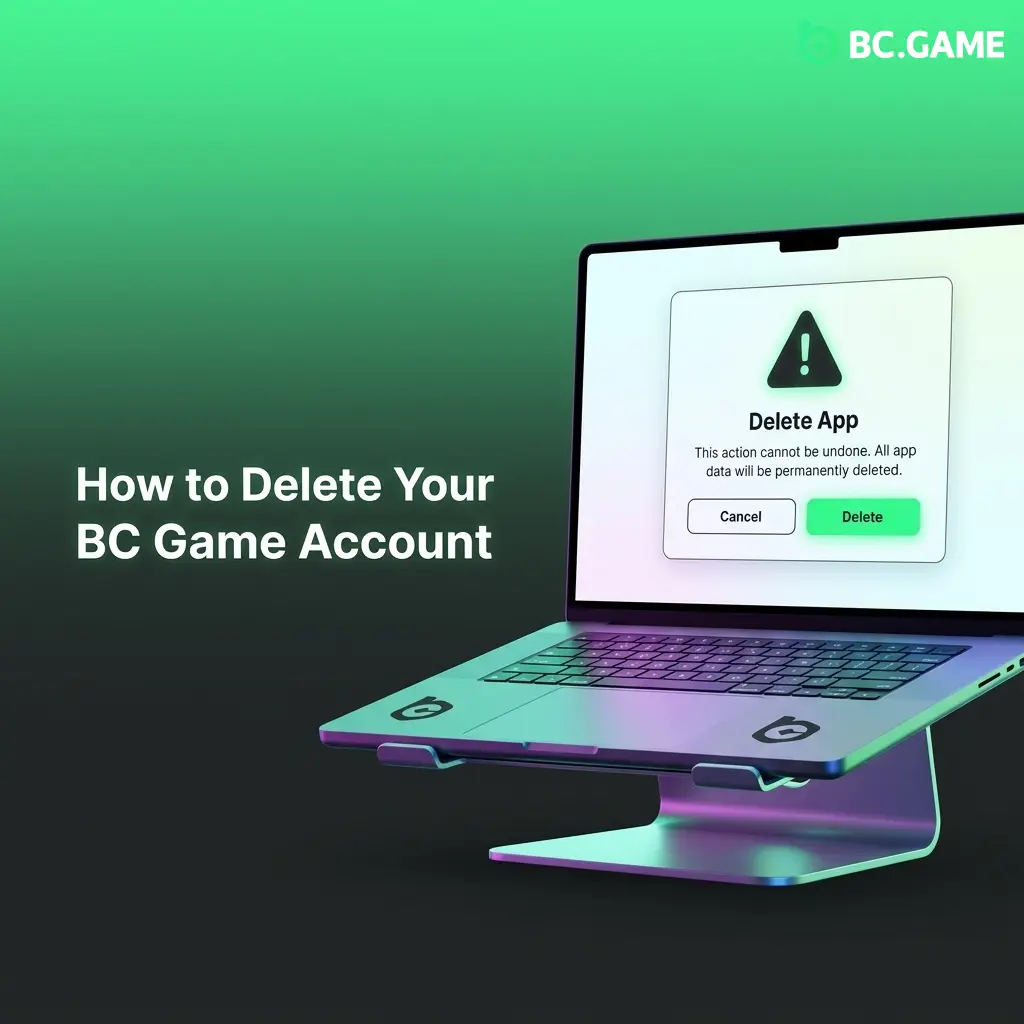 BC Game account deletion process showing settings menu and account closure options for permanent removal